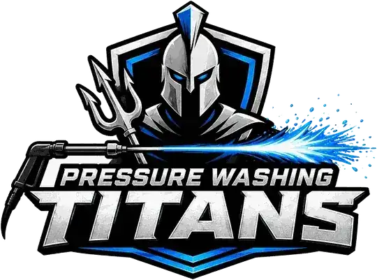 Pressure Washing Titans — Spartan Titan mascot firing a pressure washer water jet